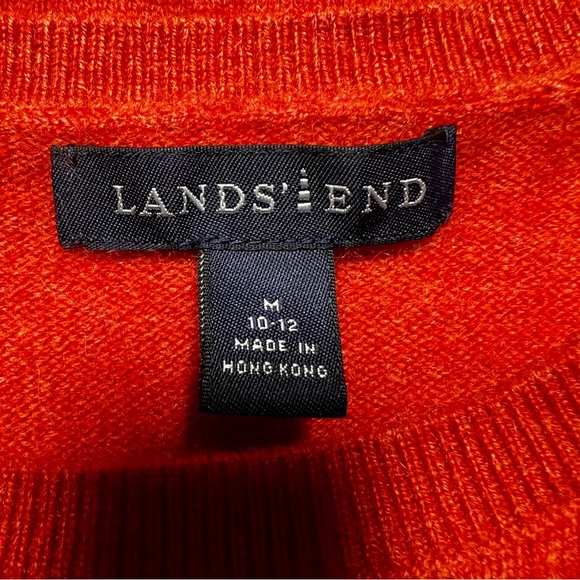 Lands' End Women's Bright Orange Cashmere Crew Neck Sweater, Size Medium - Picture 4 of 6